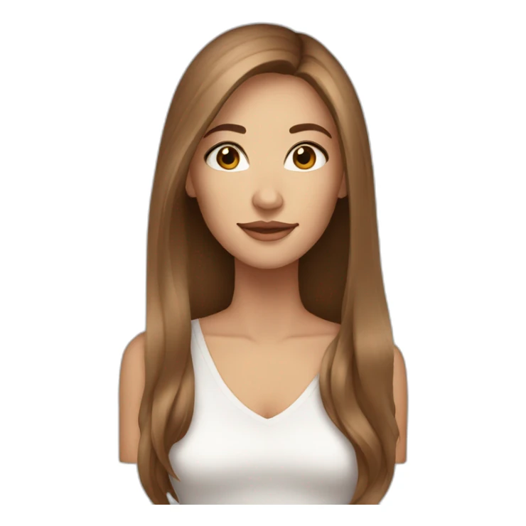 beautiful woman, straight long light brown hair, brown eyes sticker