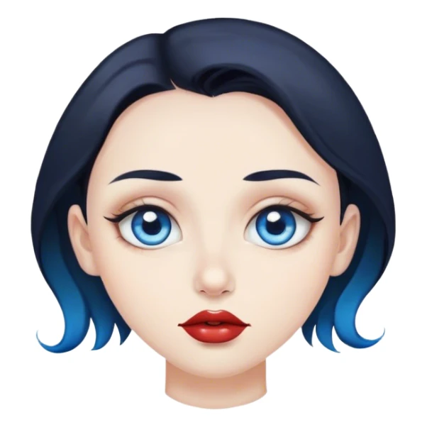 moon with blue eyes, dark hair, lips and piercing sticker