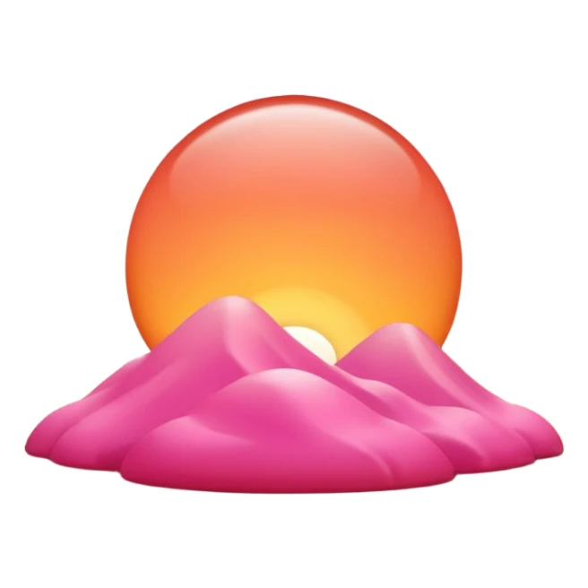 Simple sunset emoji 🍽️, clean 3D style, smooth rounded shapes, warm orange-pink sky, glossy shiny surface, soft studio lighting, cute emoji look, minimal city silhouette, no text, no shadow, transparent background, high-quality 3D render. sticker