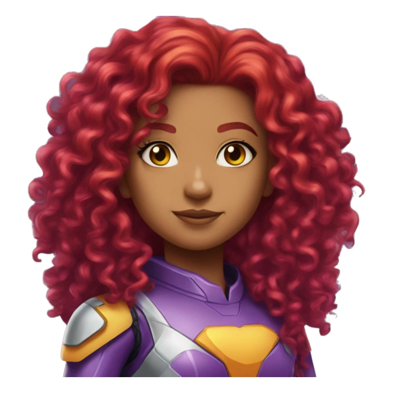 starfire dc red curly hair purple spacesuit  sticker