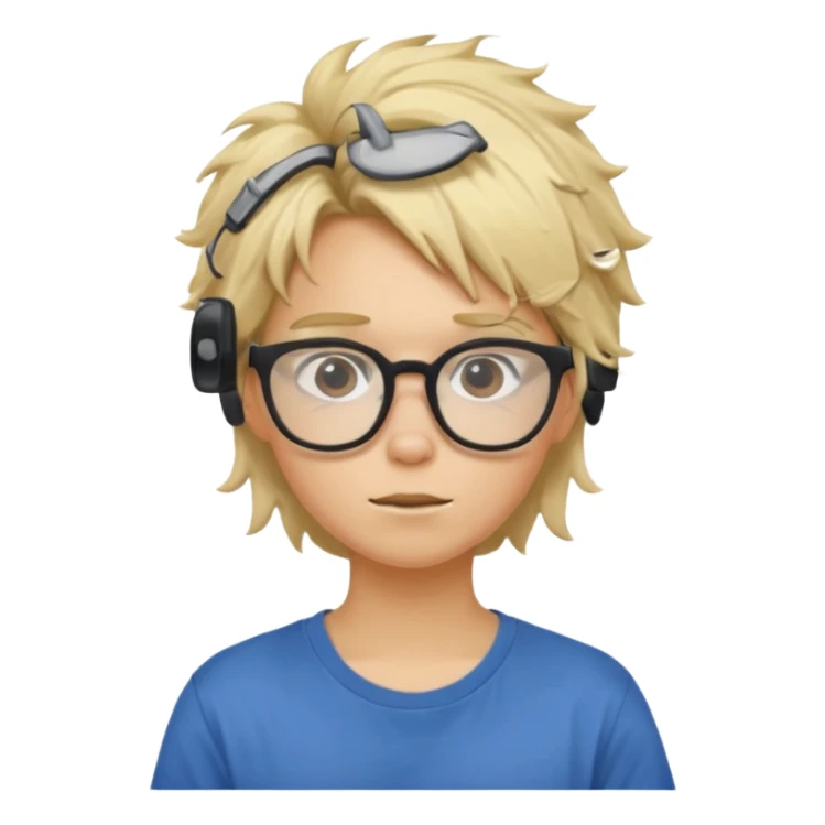 Blonde student with messy hair and big glasses sticker
