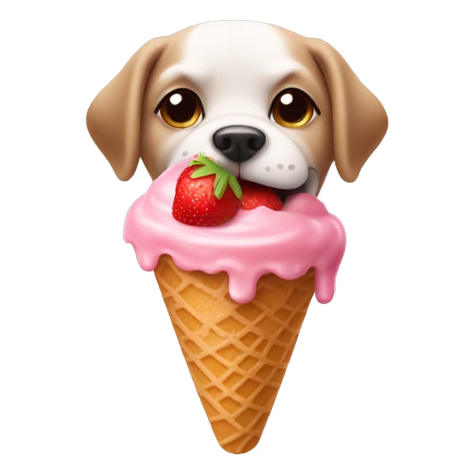Dog eat strawberry ice cream  sticker