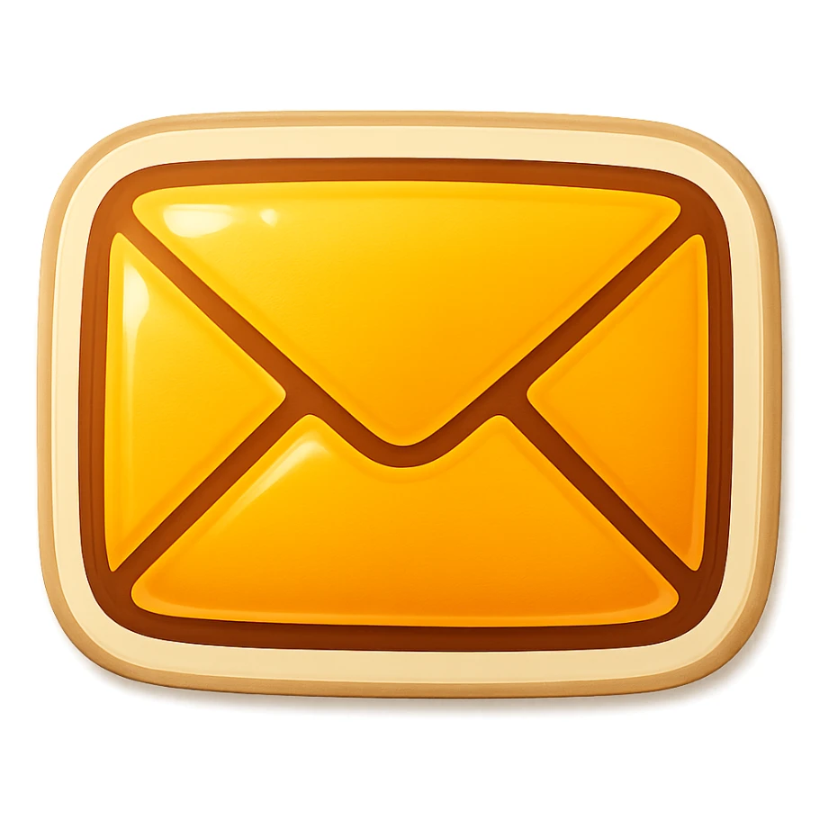 cartoon style sticker of a single envelope mail symbol, simple and clear, no text sticker