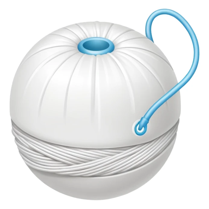 Ball of white thread dental floss sticker