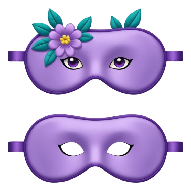 isolated silky sleep mask with a small embroidered flower sticker