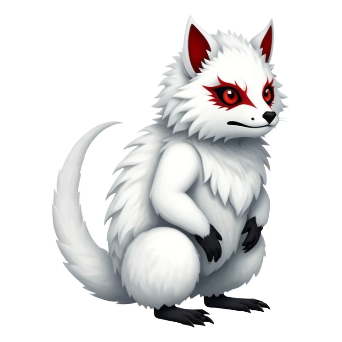 a white with black belly and red eyes exotic edgy vernid-fionbri-creature full body sticker