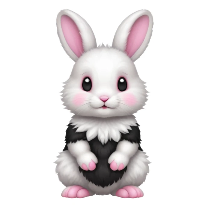a white and black baby rabbit staying on its legs sticker