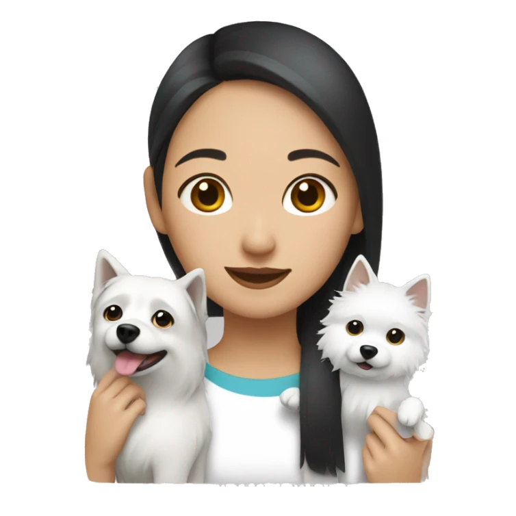 asian girl with Japanese spitz dog sticker