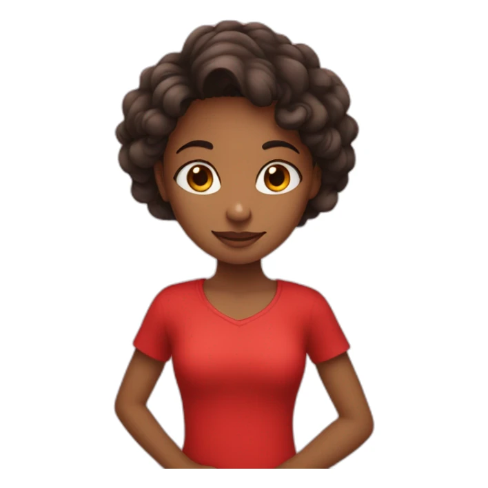 the girl in red with a heart sticker