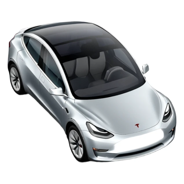 A Tesla Model Y parallel parking at a curb, from above sticker