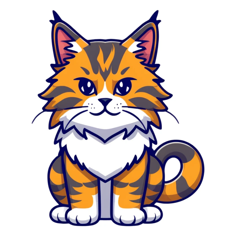 powerful maine coon cat with impressive mane and cute but fierce expression sticker
