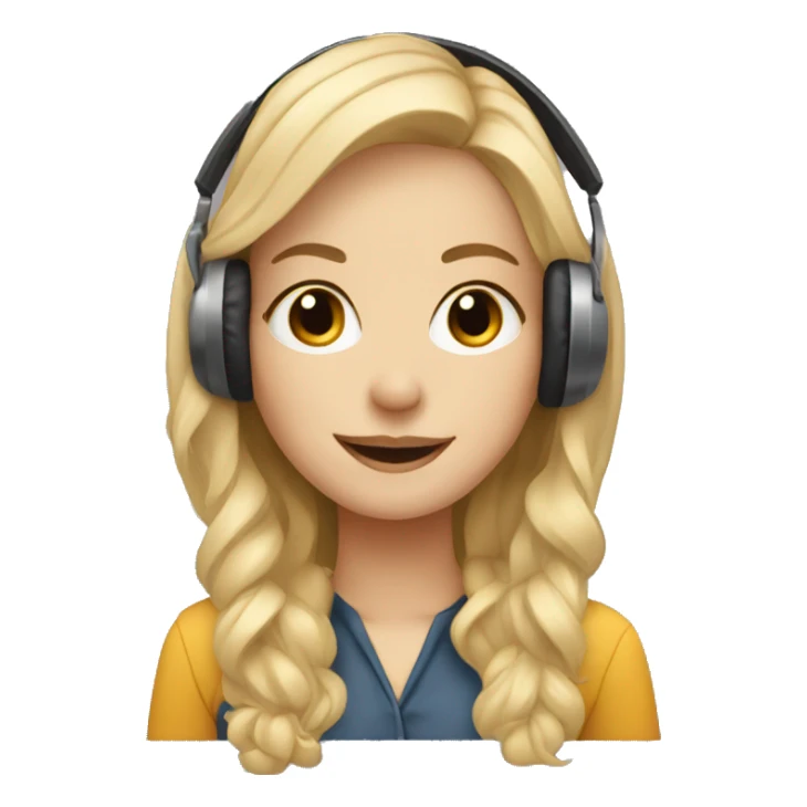 Audio technician blonde girl with an audio desk sticker