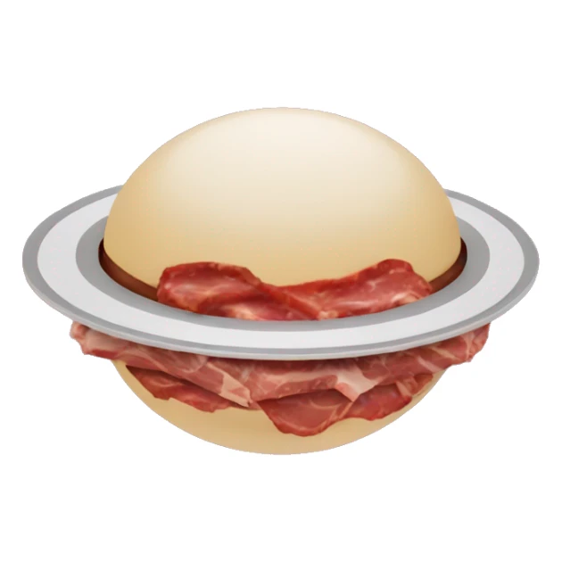 Saturn with rings made of meat sticker