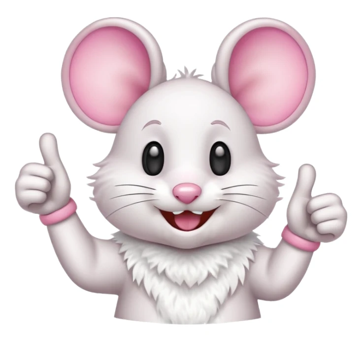 a mouse with a big smile and thumbs up sticker