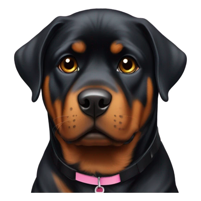 Rottweiler with pink collar with cute puppy eyes sticker
