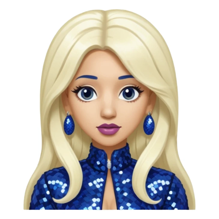 Cardi B with long white blonde hair, indigo sequin outfit sticker