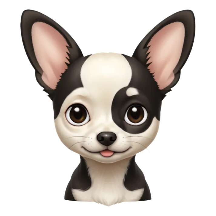White and black Chihuahua - tiny, skinny and big ears sticker