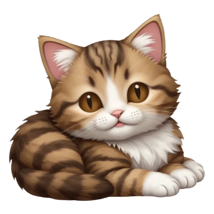 dark brown tabby and white kitten in funny positions with eyes closed sticker