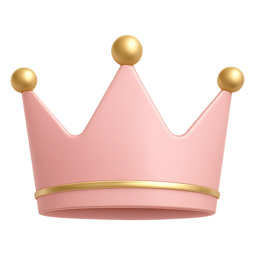 simple pink crown with gold highlights, polished minimal appearance sticker