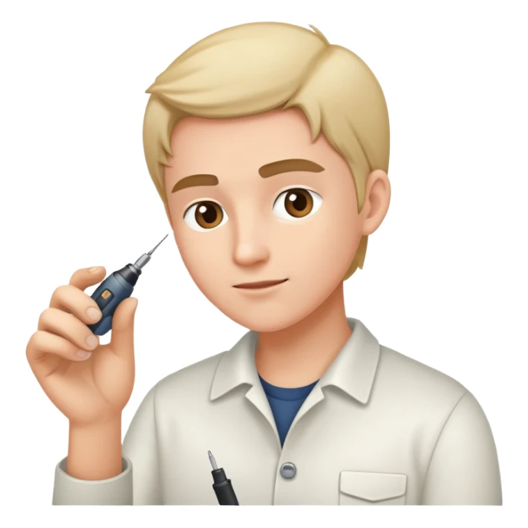 Person carefully adjusting or tweaking a device with a small tool like a screwdriver sticker