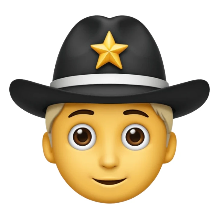 Crie um emoji com um chapéu de palhaço em preto e branco e com estrelinhas na cabeça como se o emoji estivesse tonto sticker