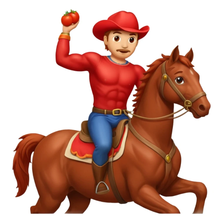 A tomato-man riding on a horse sticker