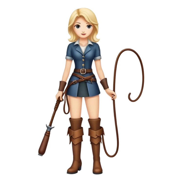 A woman holding a leather whip and wearing boots sticker