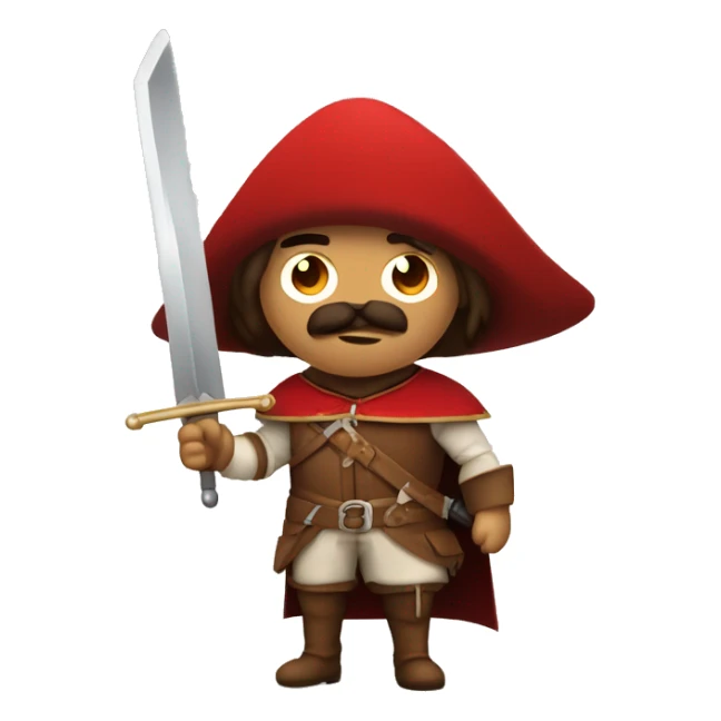 canela musketeer with red shoulder medieval cape and sword sticker