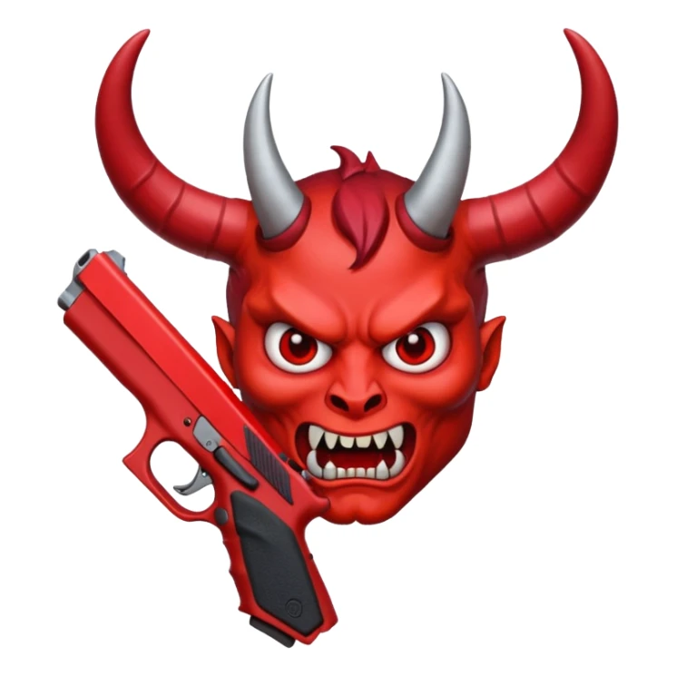 Emoji de cara de demonio agarrando una glock 18 sticker