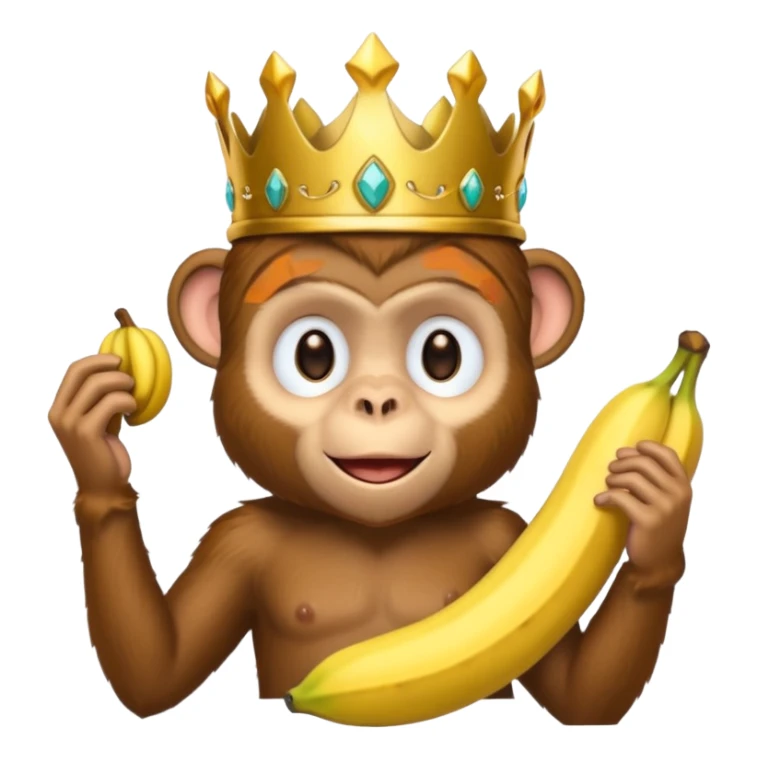 monkey with banana and wearing crown sticker