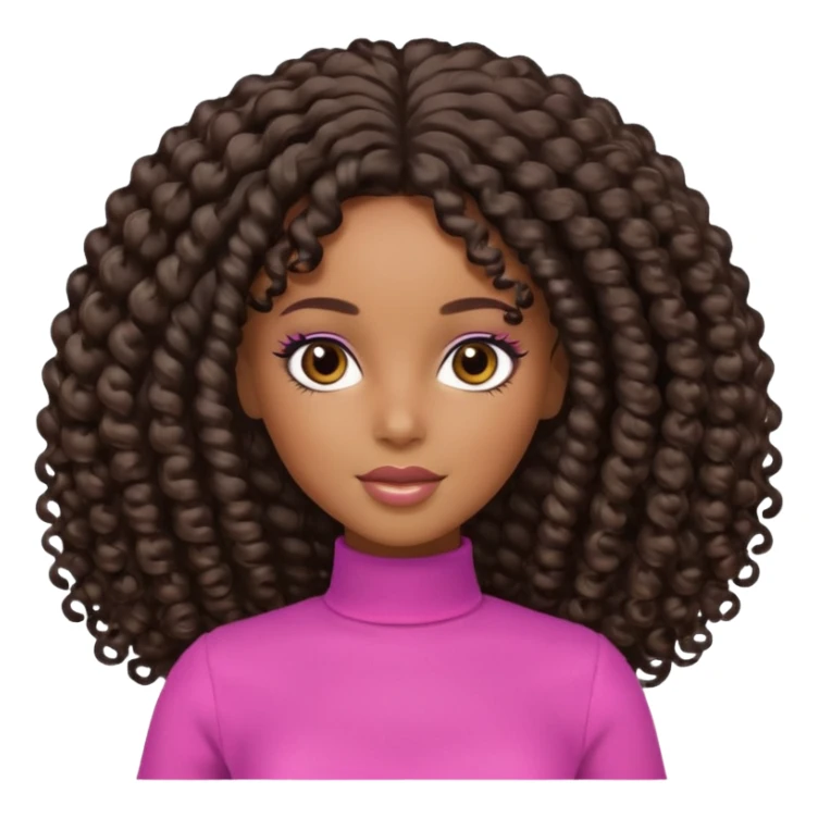 Black Barbie with curly hair and brown eyes sticker