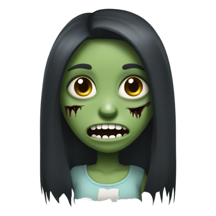 girl zombie with dark long hair with teeth sticker