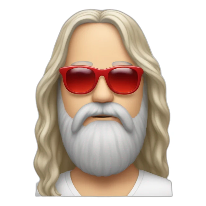 rick rubin with red tinted glasses sticker