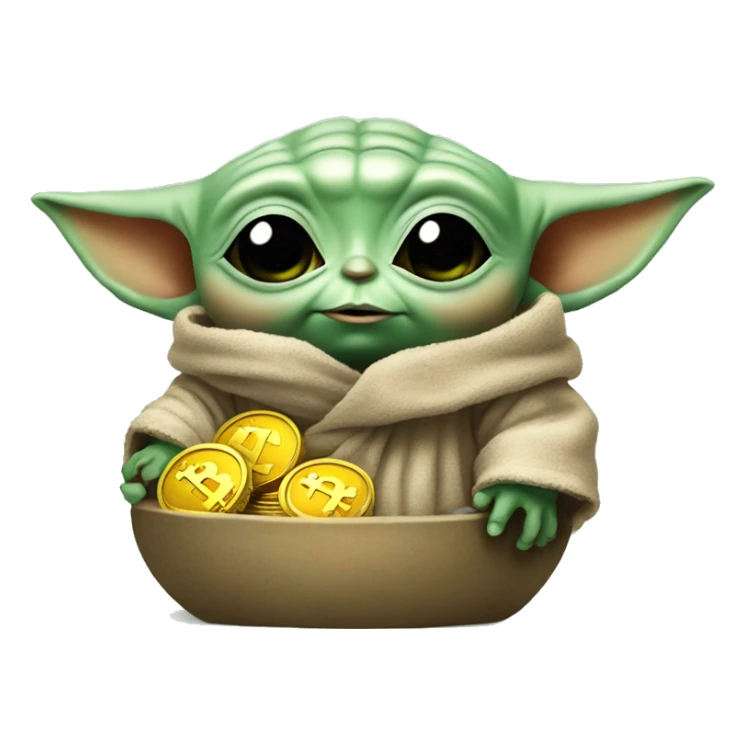 Baby Yoda likes bitcoins sticker