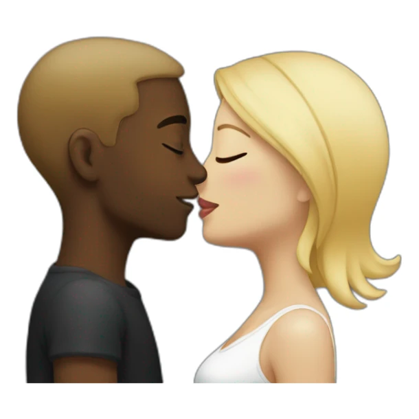 Blond woman kiss black man  sticker