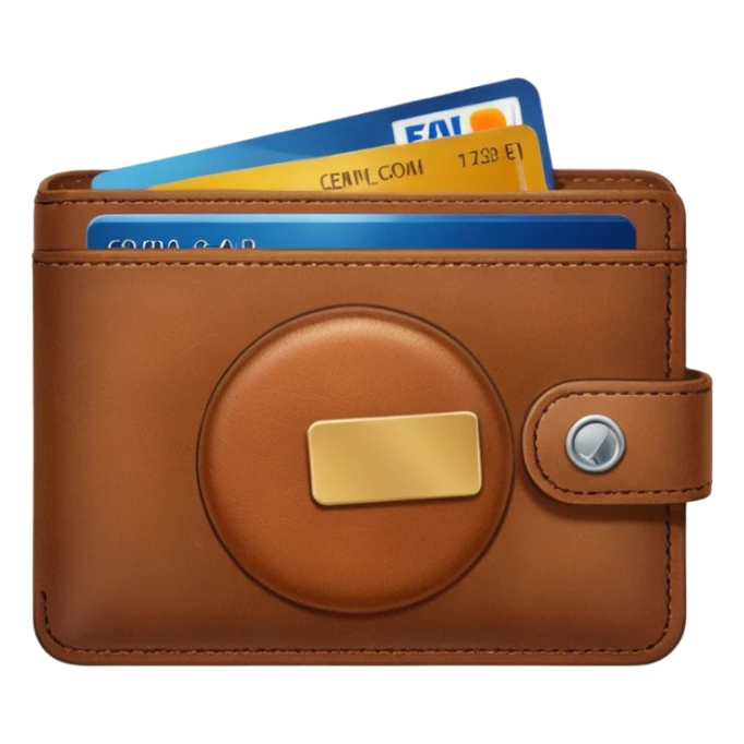 portefeuille marron avec billet et carte bancaire sticker