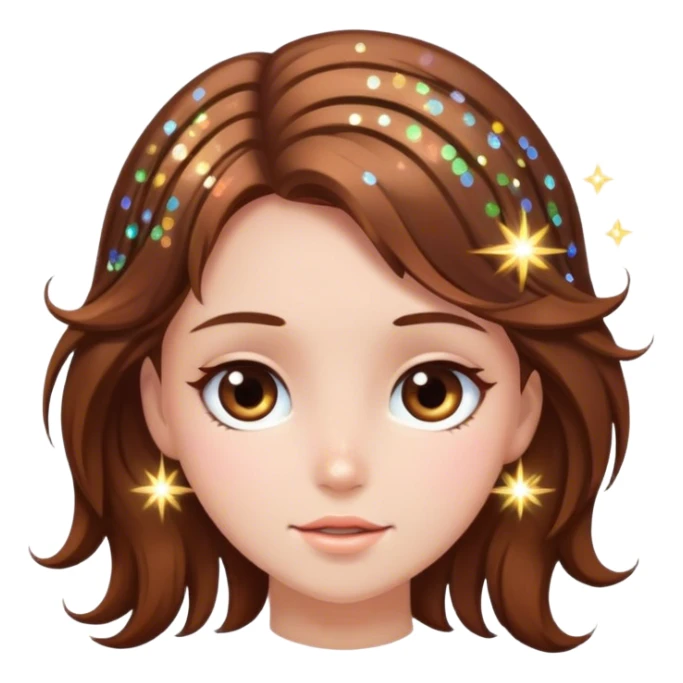 girl w sparkles around her brown hair sticker