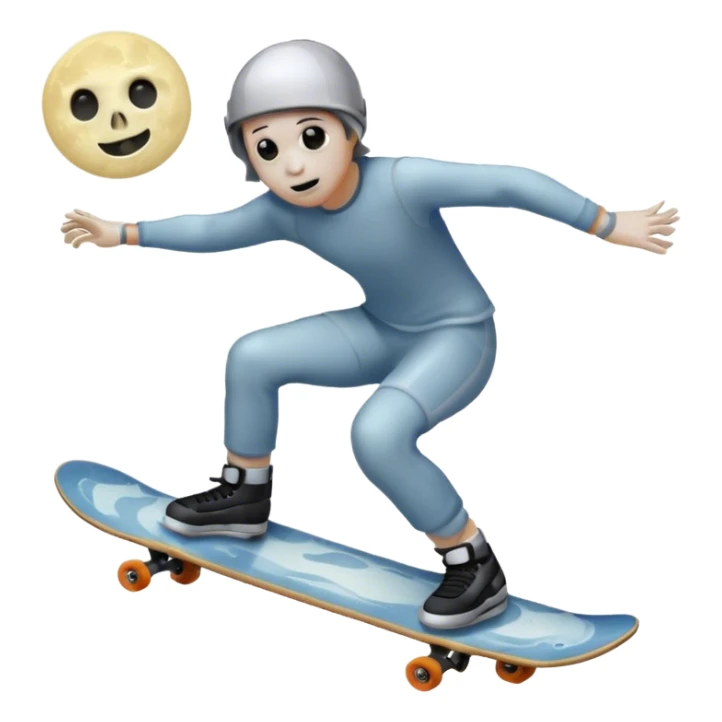 ghost skater boi sk8 boarding under a moon sticker