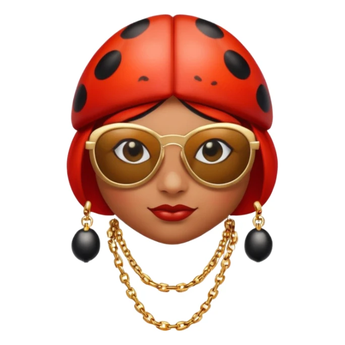 a ladybug thug with sunglasses and a necklace on sticker