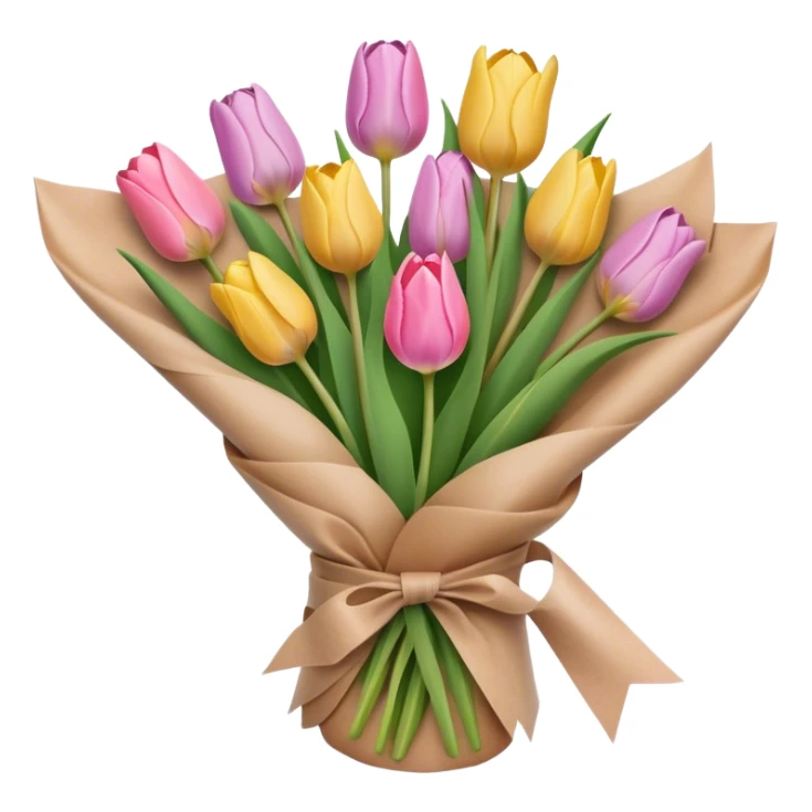 pastel tulip bouquet wrapped in brown paper sticker