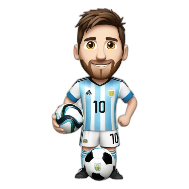 Messi holds the World Cup-wearing an Argentine jersey. sticker