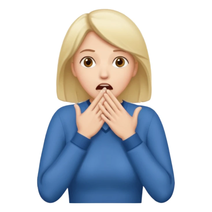 woman surprised with her hands over her mouth, full body sticker