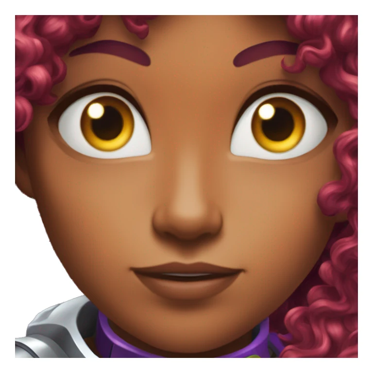 dc comics starfire glowing eyes red curly long  hair, purple and silver spacesuit with no helmet   sticker