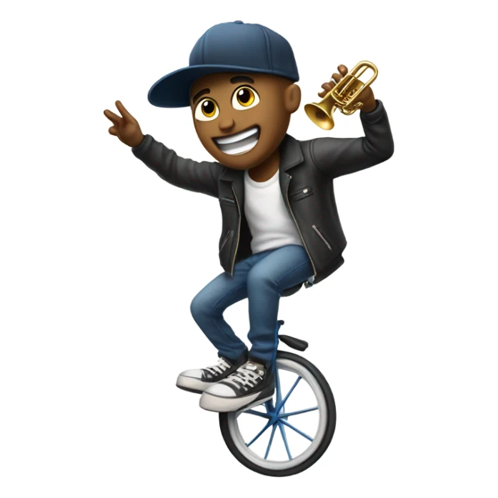 A hip-hop-anonymous riding a unicycle while playing a trumpet sticker