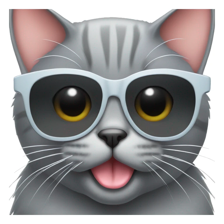 grey cat with sunglasses sticking her tongue out sticker