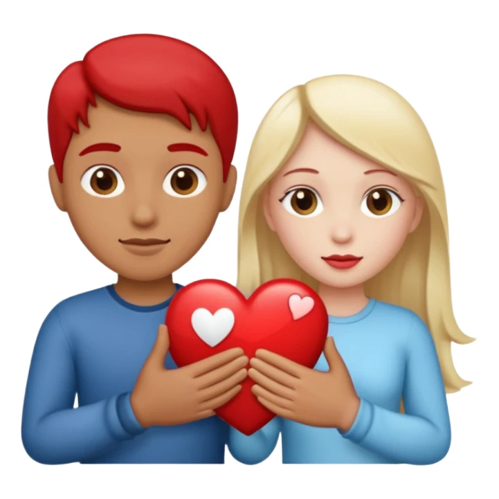 Two people holding half a heart up sticker