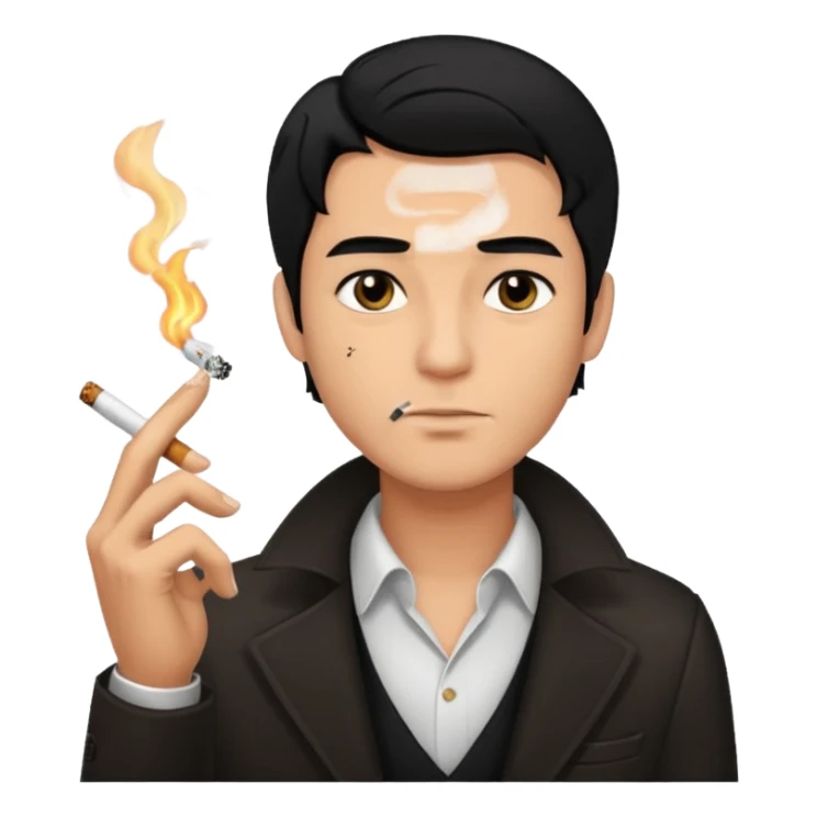 man with black hair and black eyes but handsome With dark smoking  sticker