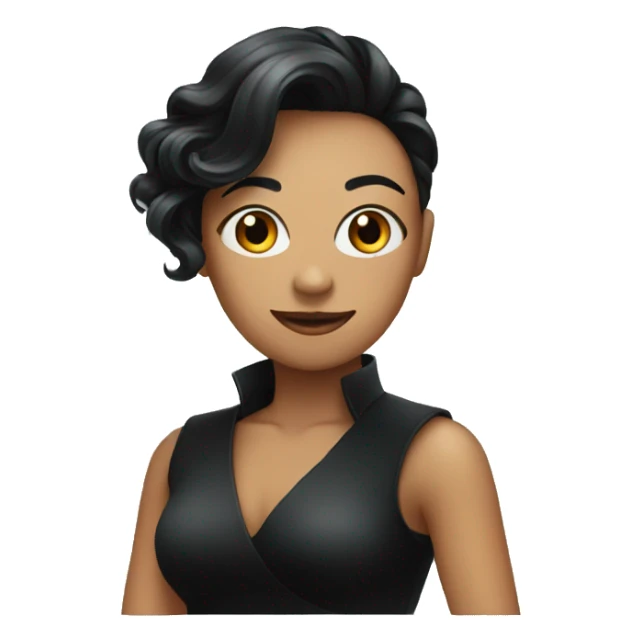 a black dress and a poker face sticker