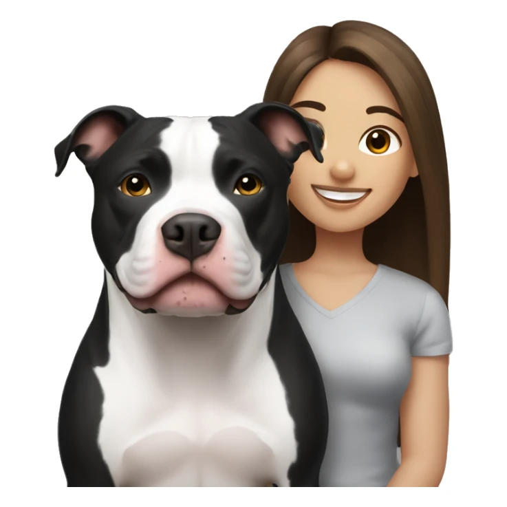 Black and white pitbull with brunette girl sticker
