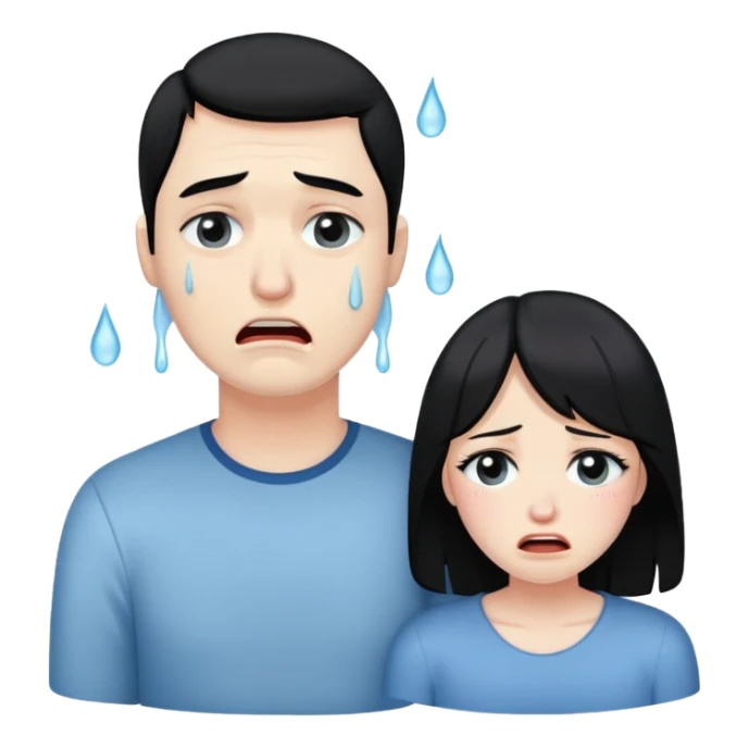 couple with black hair crying tears  sticker